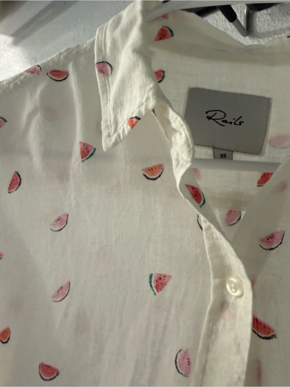 Rails womens White Watermelon Print Button-Up Shirt